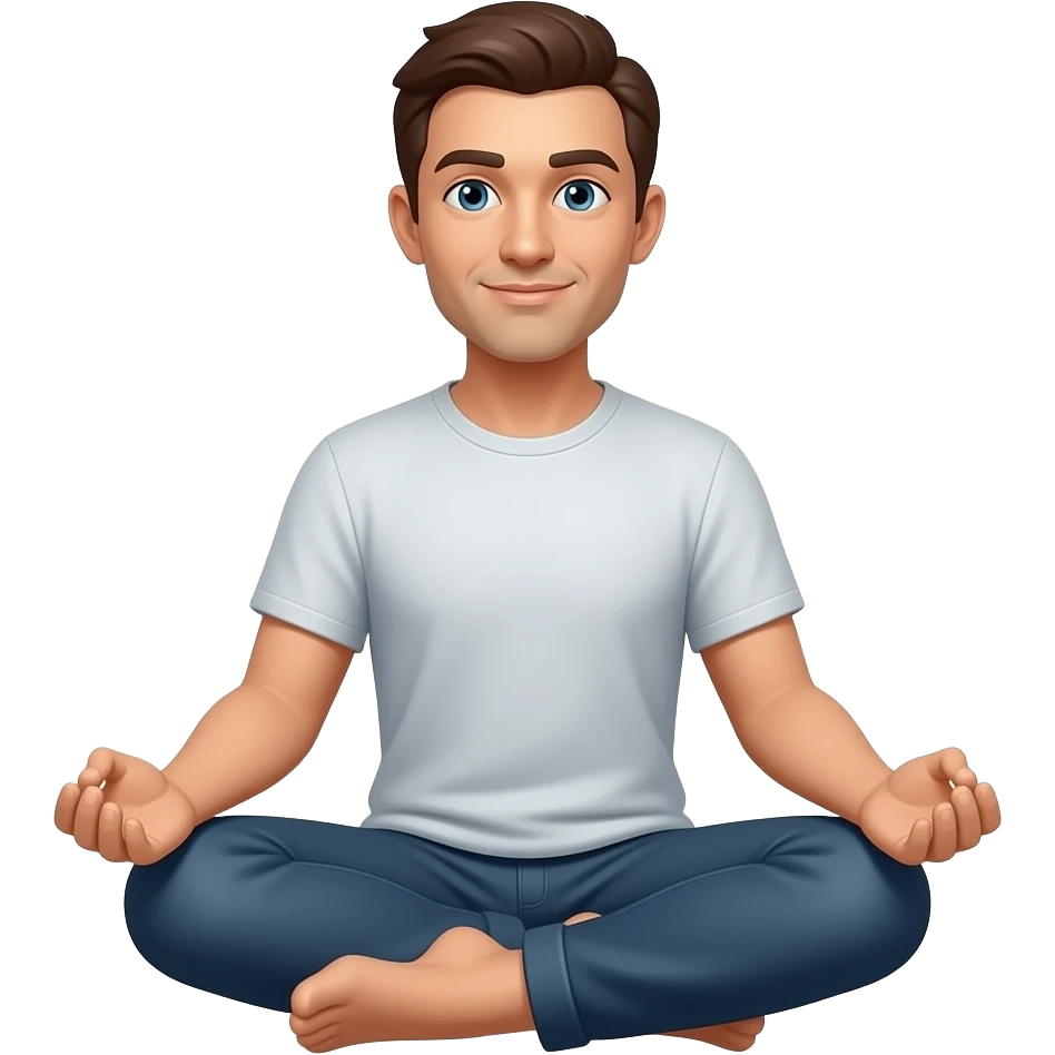 man in lotus position, imitating mobility in people emoji
