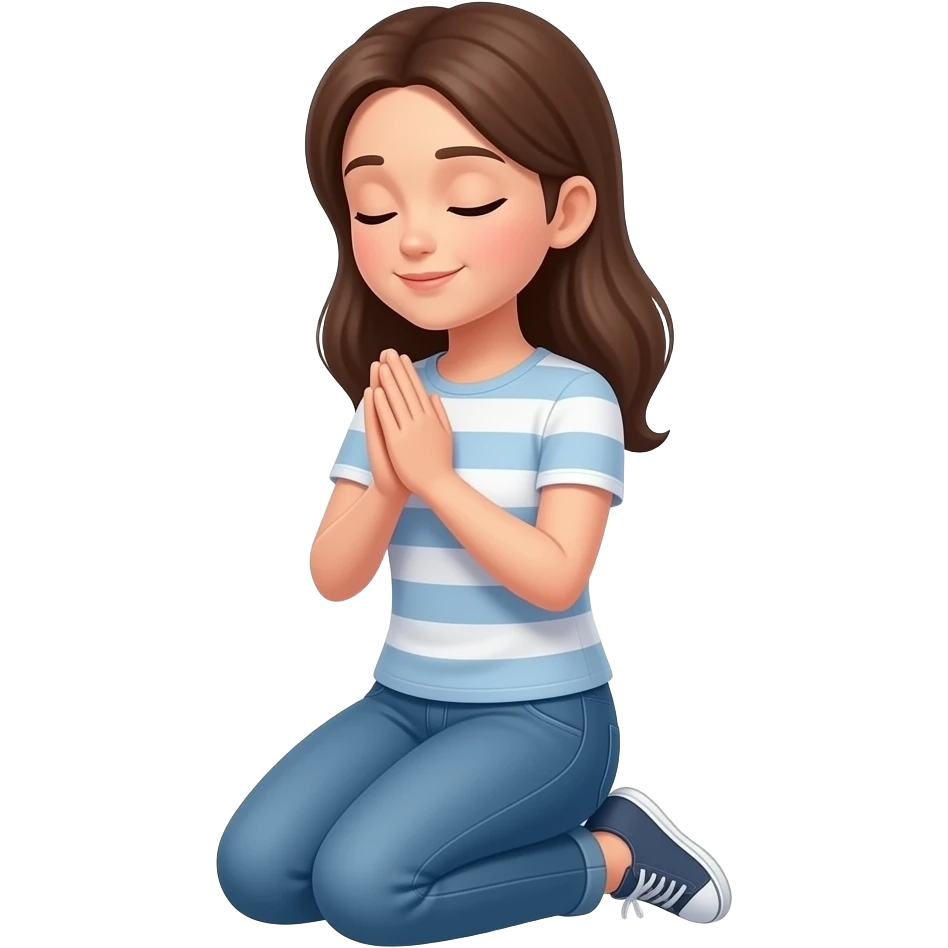 нарисуй молящуюся юелую  девушку на коленях лет  25 emoji