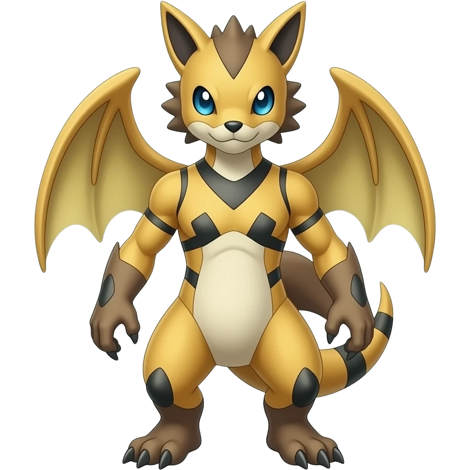 Shiny Dark Dusky Cool Hot Stylish Handsome Zangoose-Guilmon-Zoroark-Renamon-Fakémon-fusion (full body) emoji