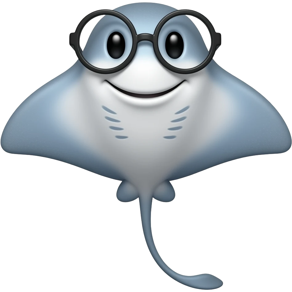 Smiling Stingray wearing glasses emoji