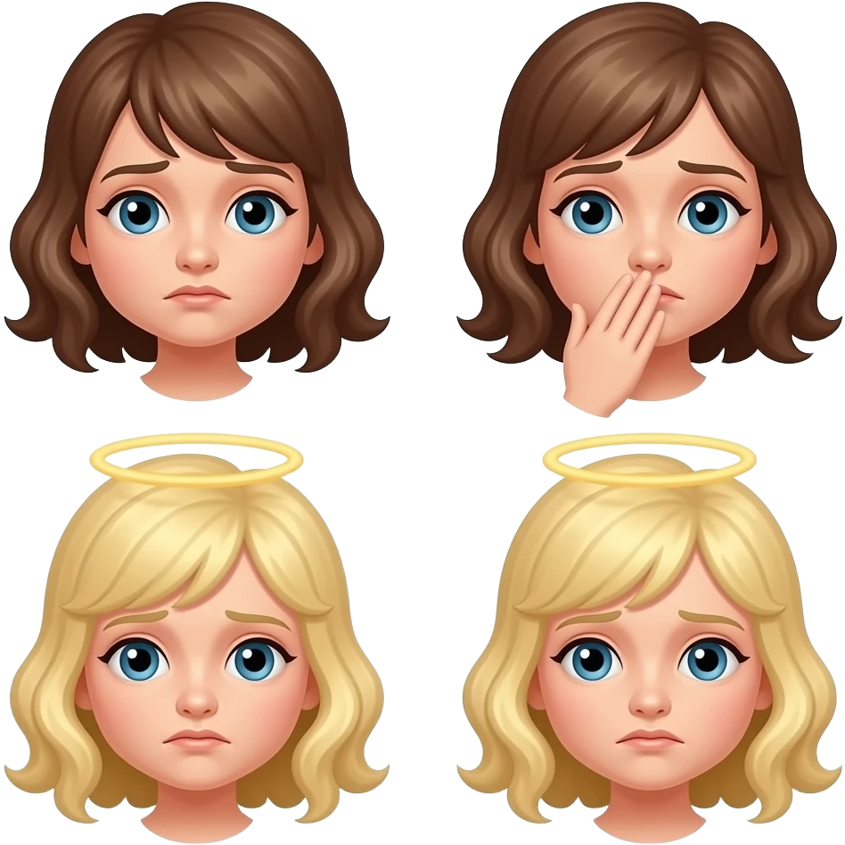🥺 Mixed with 🤭 and 😇 emoji