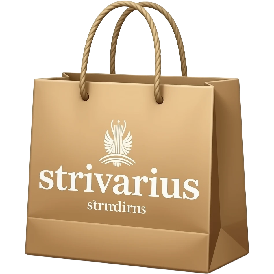 Stradivarius realistic paper shopping bag, with white letters emoji
