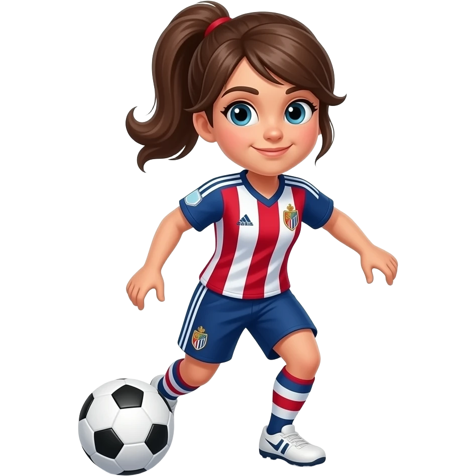 Hazme un emoji de una chica jugando fut con elUniforme de las chivas emoji