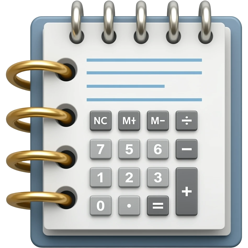 Accounting ledger with calculator emoji