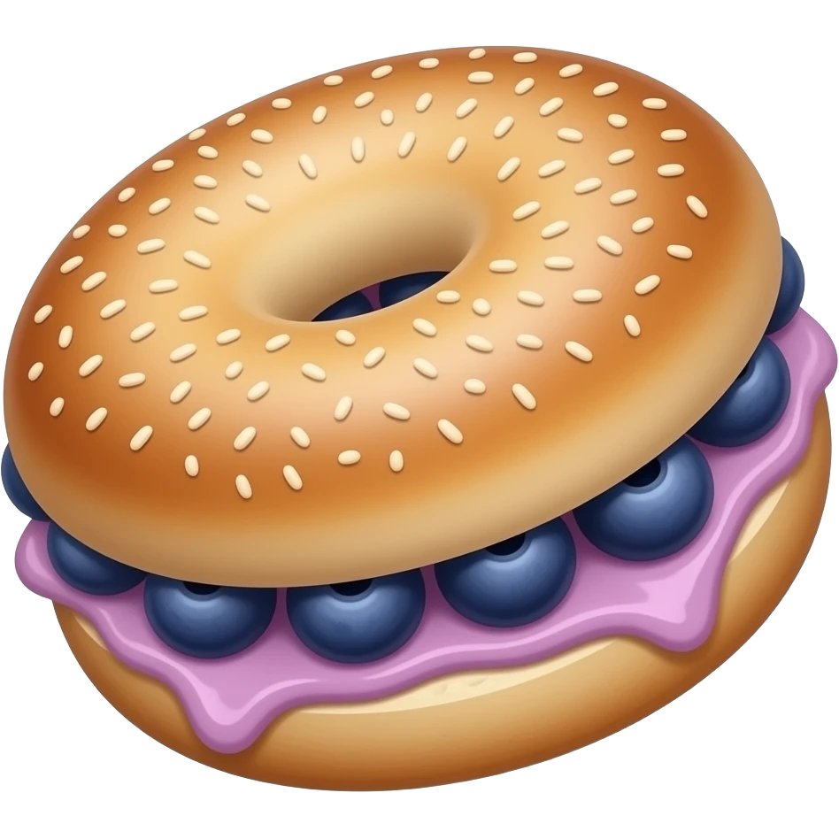 Blueberry bagel with berry cream cheese emoji