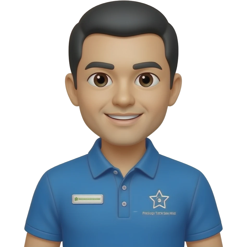 help me create a man emoji wearing my company uniform, company name pixology tech sdn bhd emoji