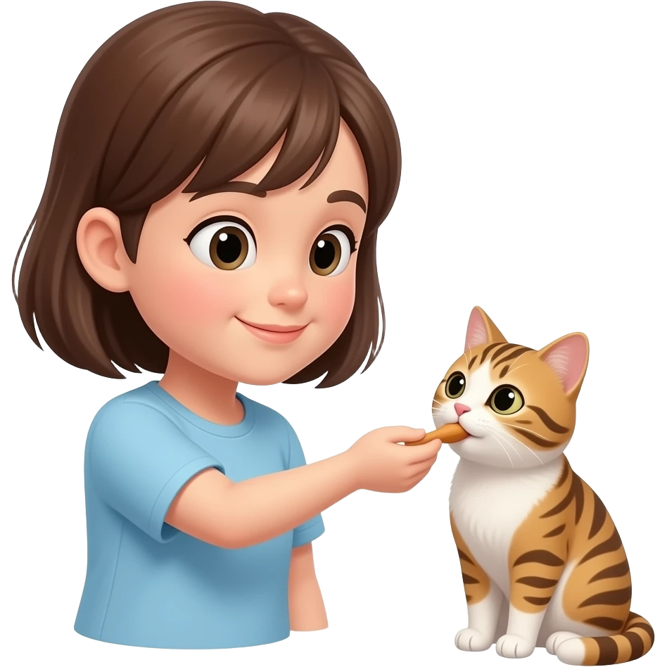 girl feeding a cat emoji