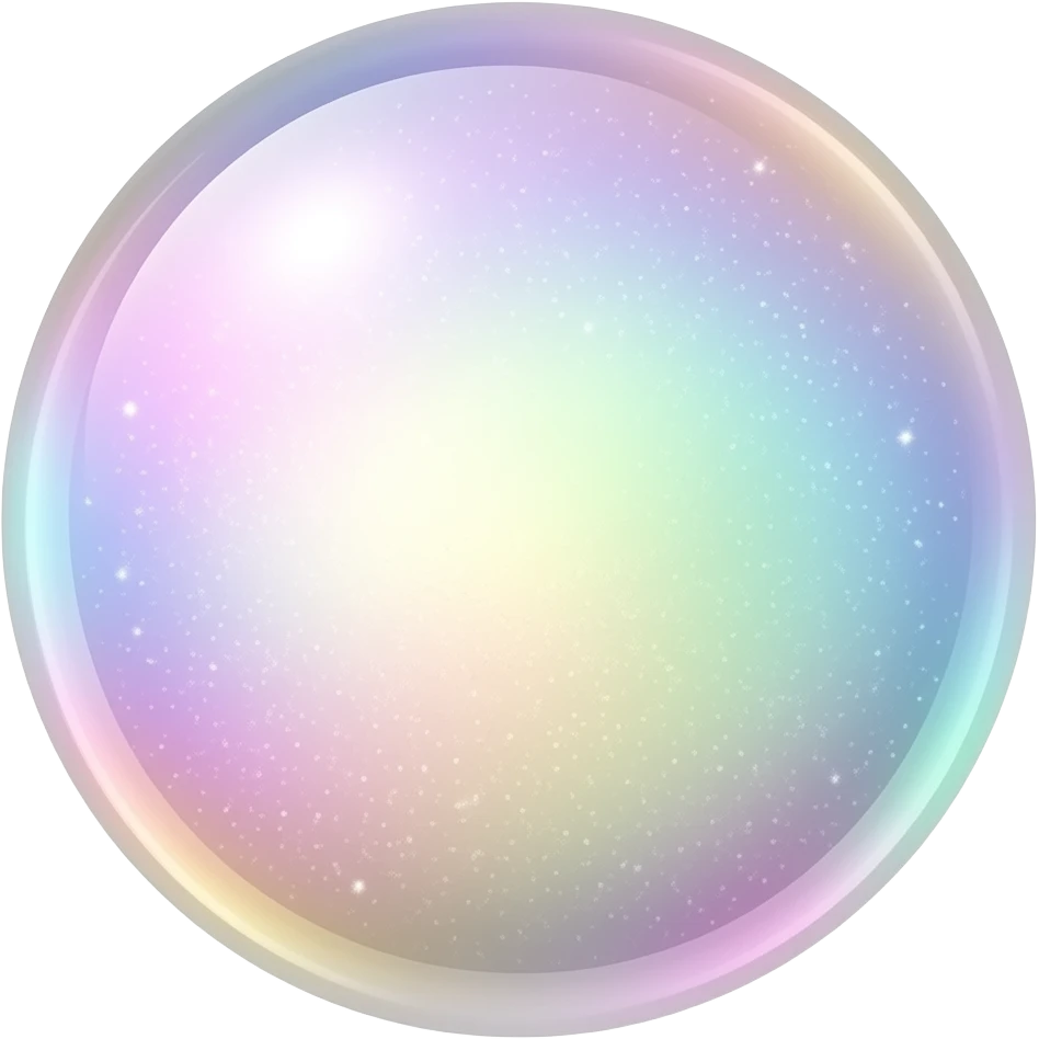 Pastel sparkly glittery iridescent rainbow transparent nebula ball sphere orb emoji