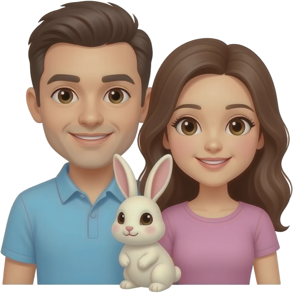 Pareja con un conejo emoji
