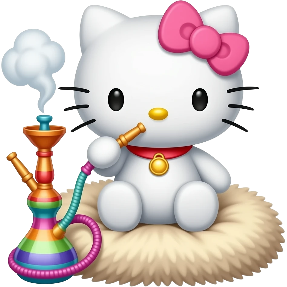 Hello kitty smoking a hookah emoji