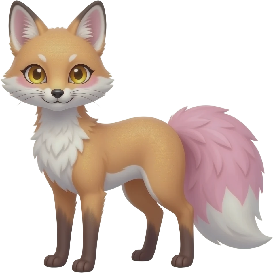 Sakura petite tall thin realistic scrawny fawny golden-eyed sparkling glittering pastel pink and white oriental Kitsune-fox emoji