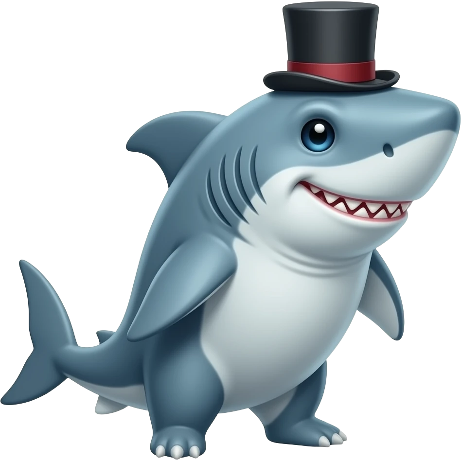 Shark with a top hat emoji