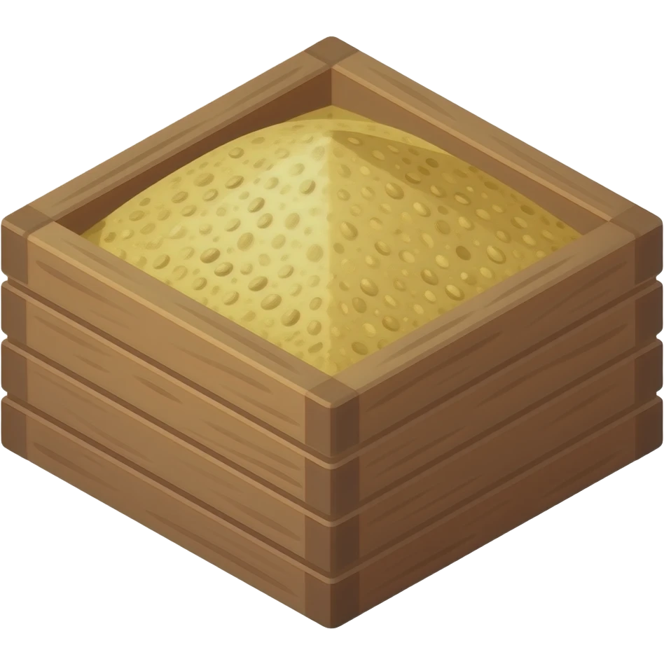 isometric wooden box filled with fine sand emoji