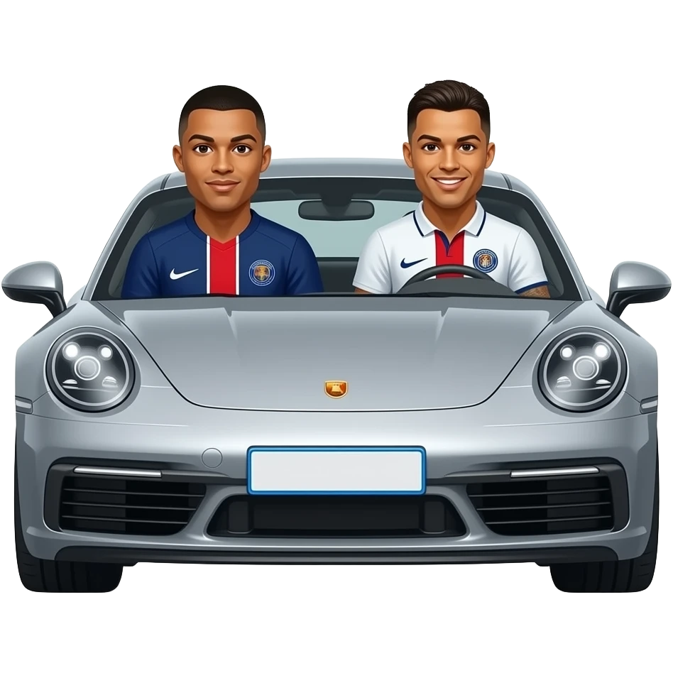 Mbappe with ronaldo and neymar in car emoji