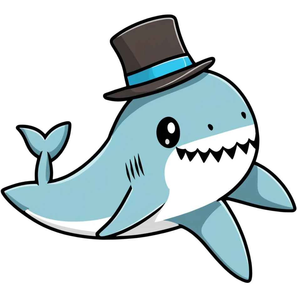 Shark with a top hat emoji