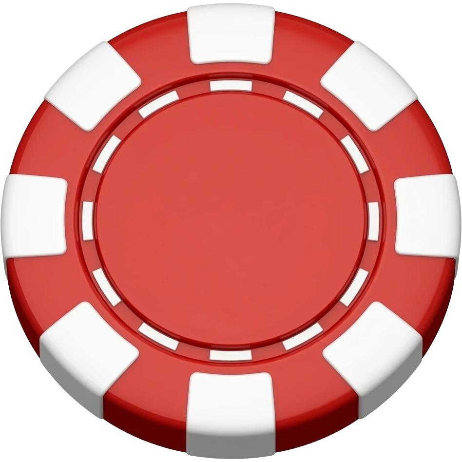 Hockey puck as a poker chip. Red and white. 3D side view. Latvian flag colors emoji