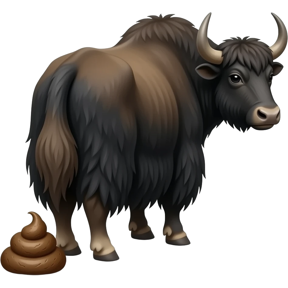 himalayan Yak with pile of poo at rear emoji