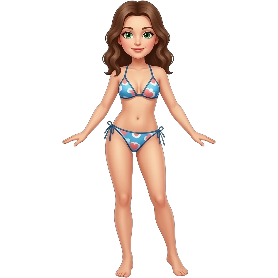 female green eyes and body complete on topless swimwear with arms and legs emoji