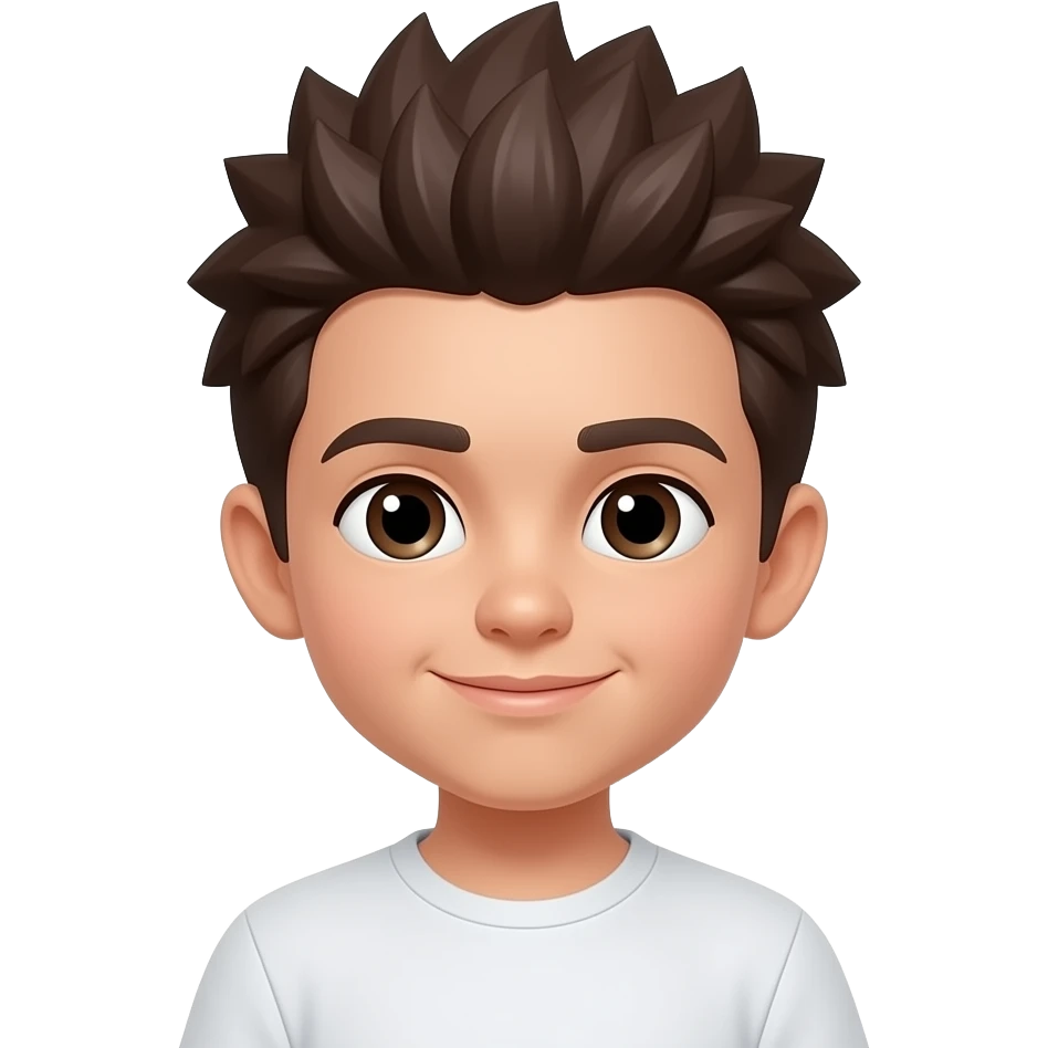 White kid with dark brown hair like a hedgehog emoji