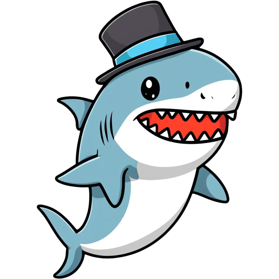 Shark with a top hat emoji