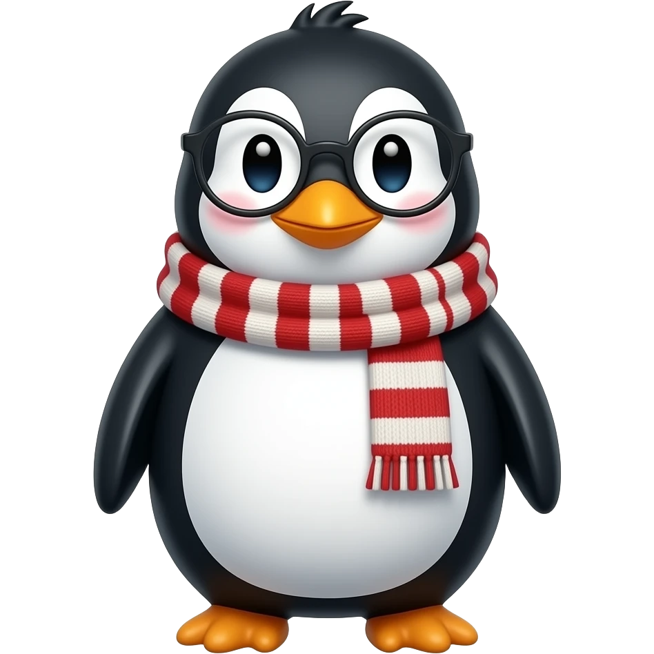 Penguin with Scarve and glasses emoji