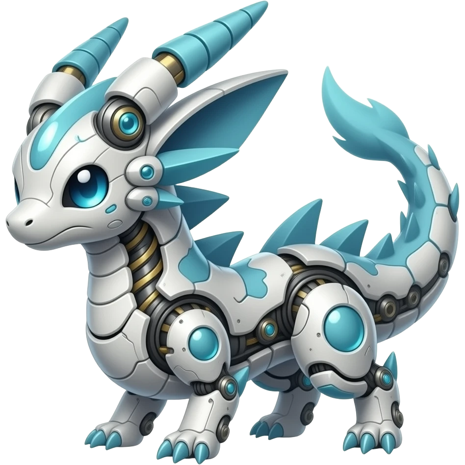 Exotic Organic Mechanical Hybridized Futuristic Cyborg-Cyber-Meloetta-Zygarde-Zeraora-Protogen-Palkia-hybrid-fusion-Fakémon-creature, full body emoji