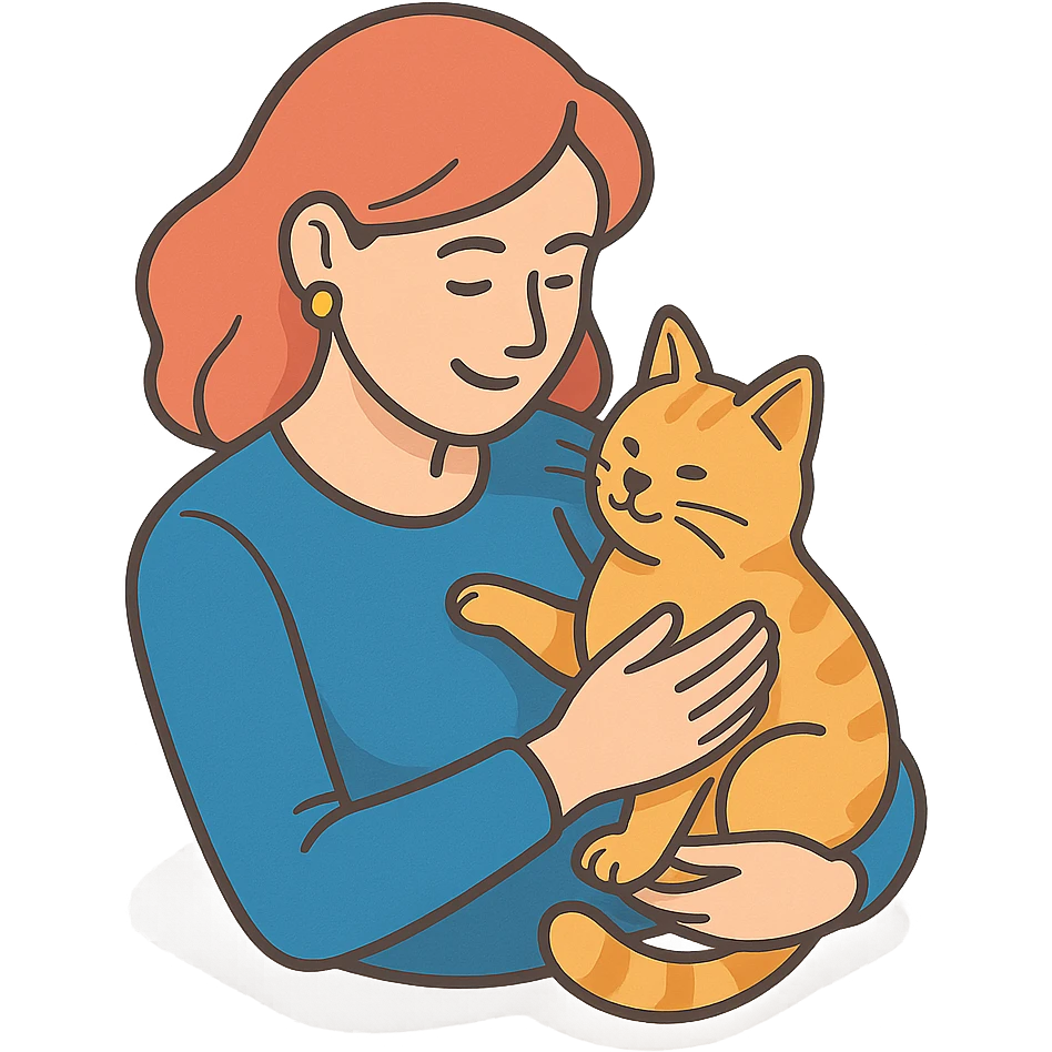 женщина заботится о кошке emoji