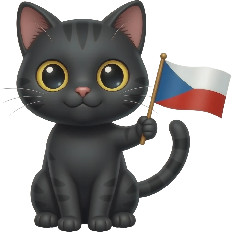 cute cat holding czech flaag blacj cat emoji