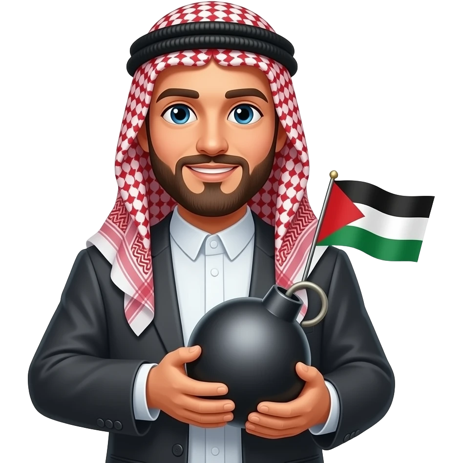 Palestinian flag with islamic guy with a bomb emoji