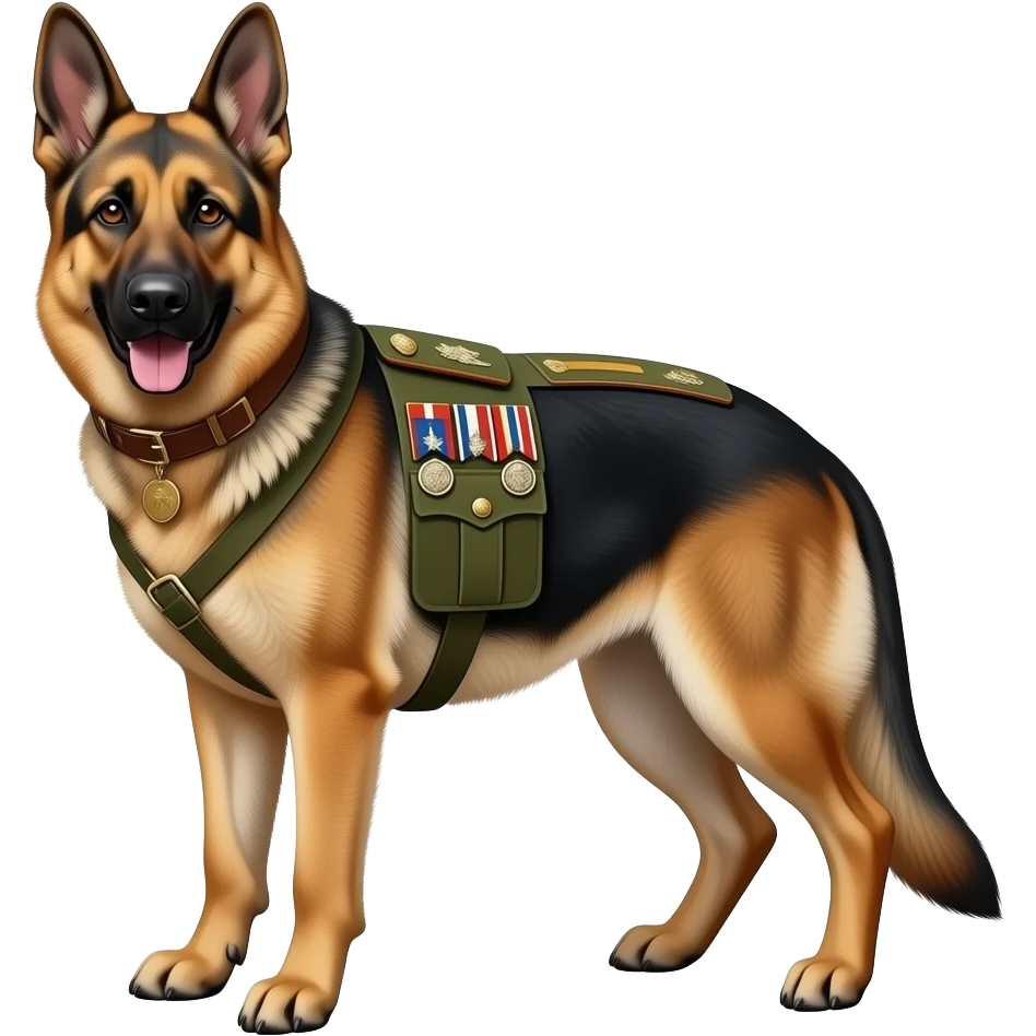 A German Shepherd wearing a full army general uniforms, highly detailed ...