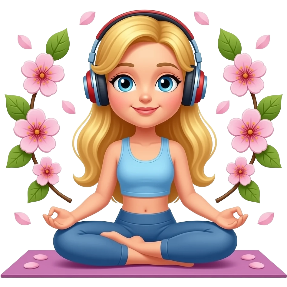 👱🏻‍♀️ 🧘🏼‍♀️🎧🌸🍃 emoji