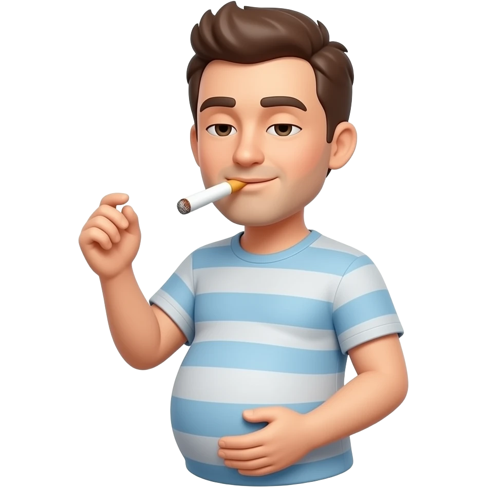Pregnant man smoking a cigarette but make it look like the imesage emoji emoji