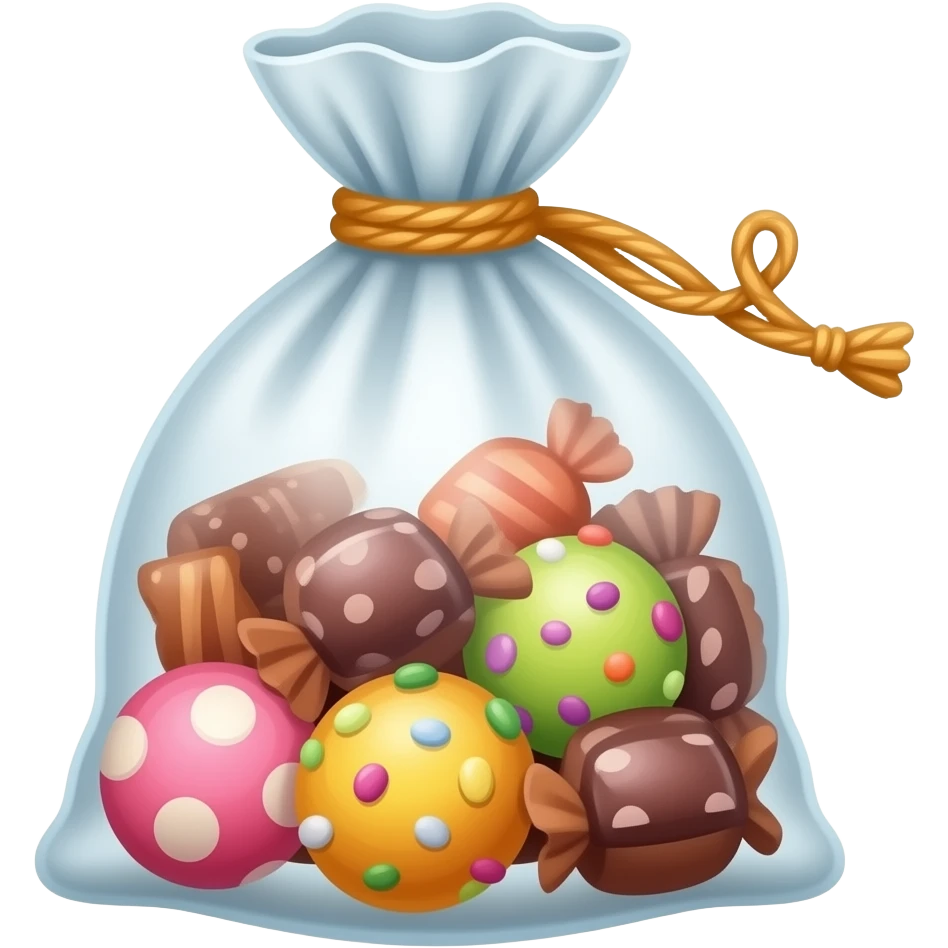 Открытый пакет со сладостями emoji
