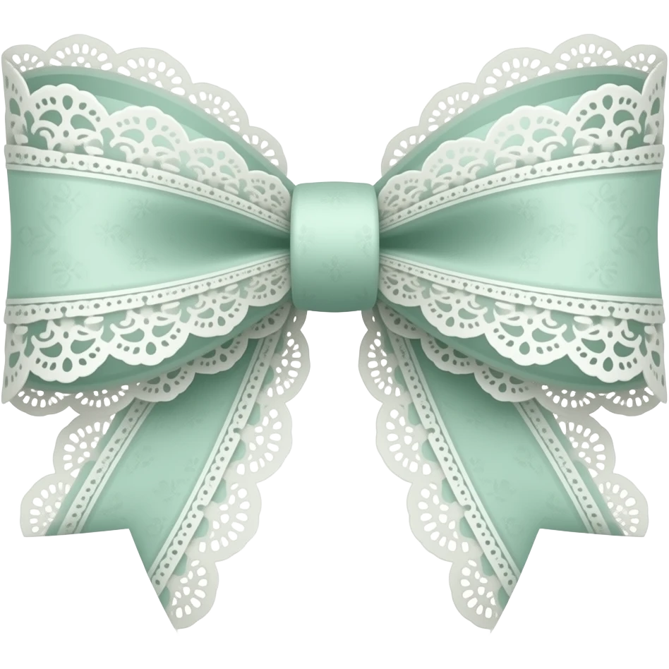 vintage rococo mint color bow with lace and frills emoji