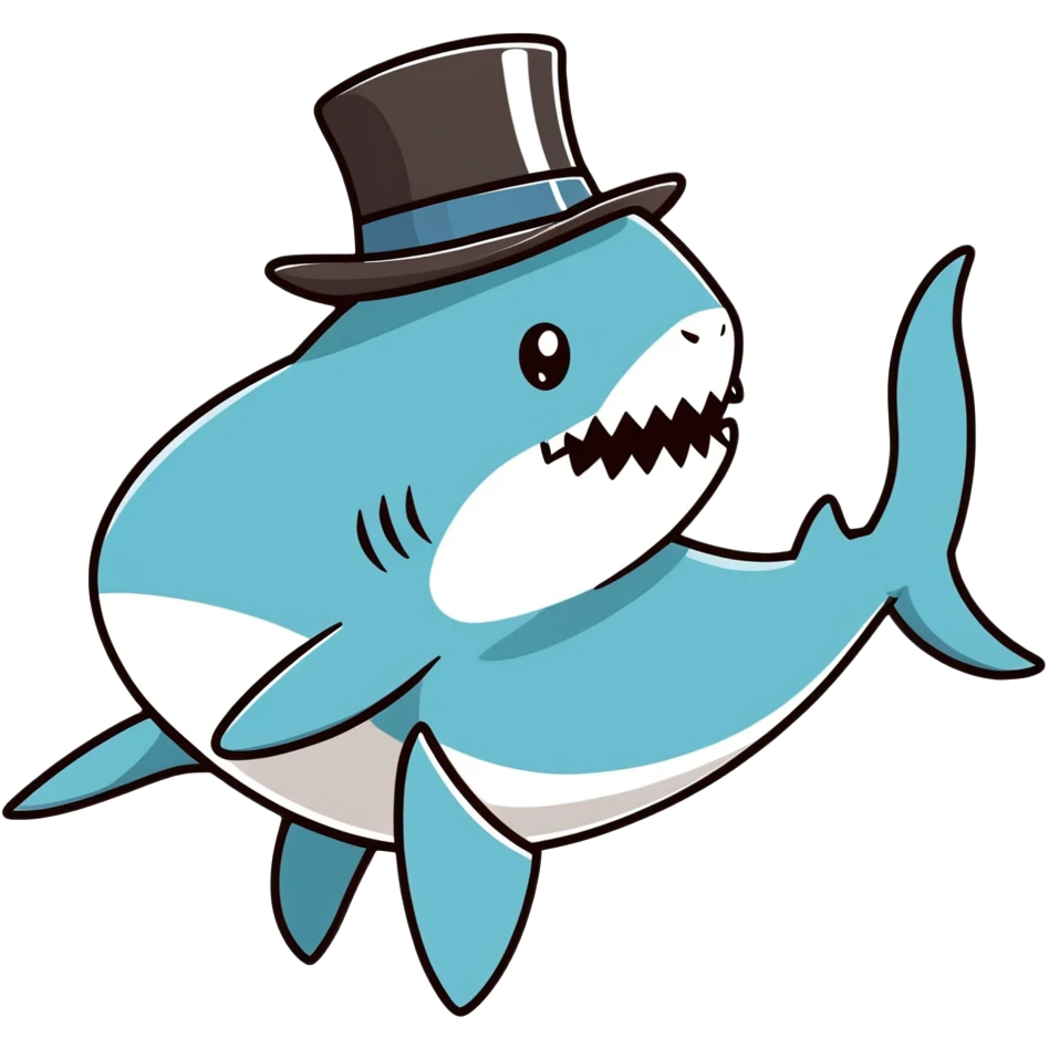 Shark with a top hat emoji
