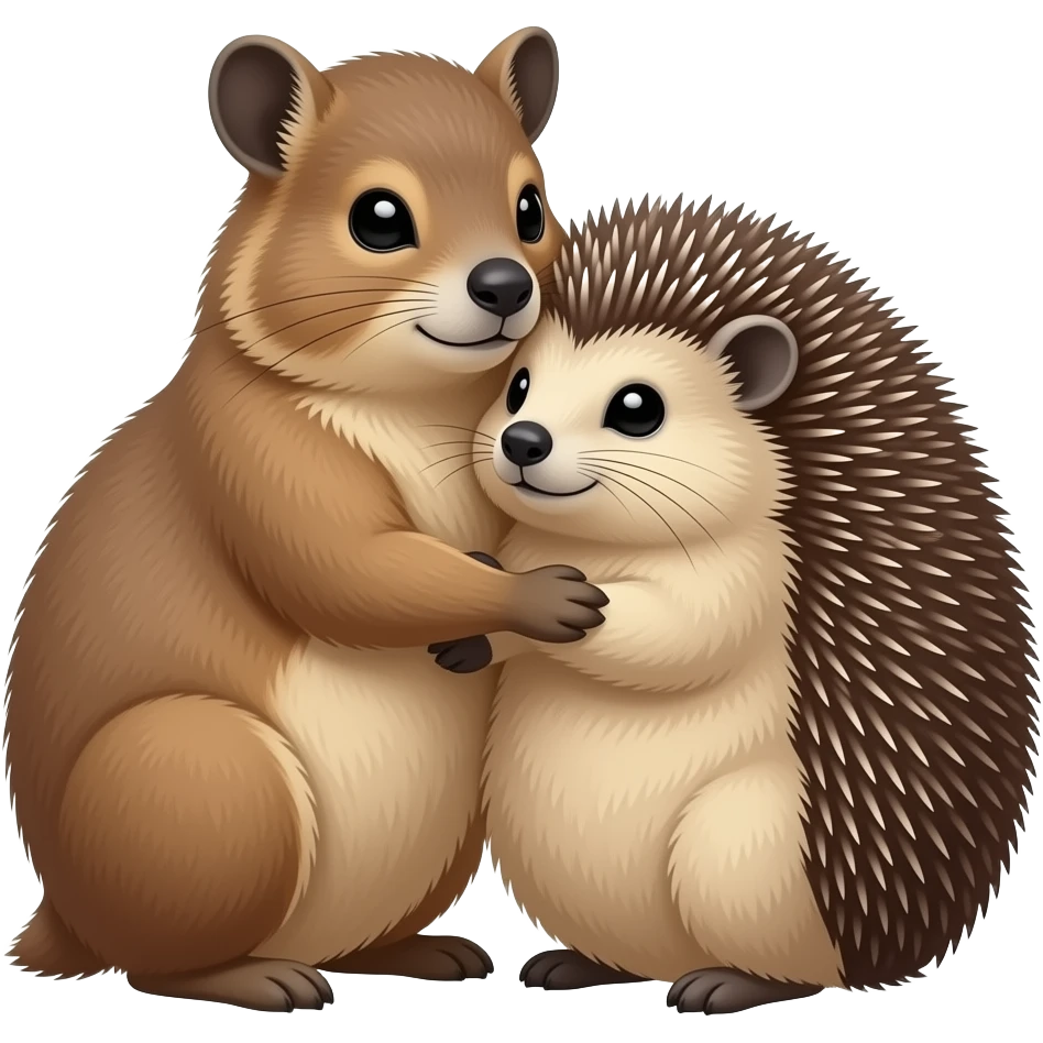 Hyrax hugging a hedgehog emoji