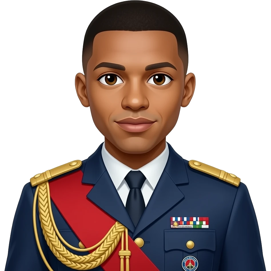 Mbappe wearing a dictator unifrom emoji