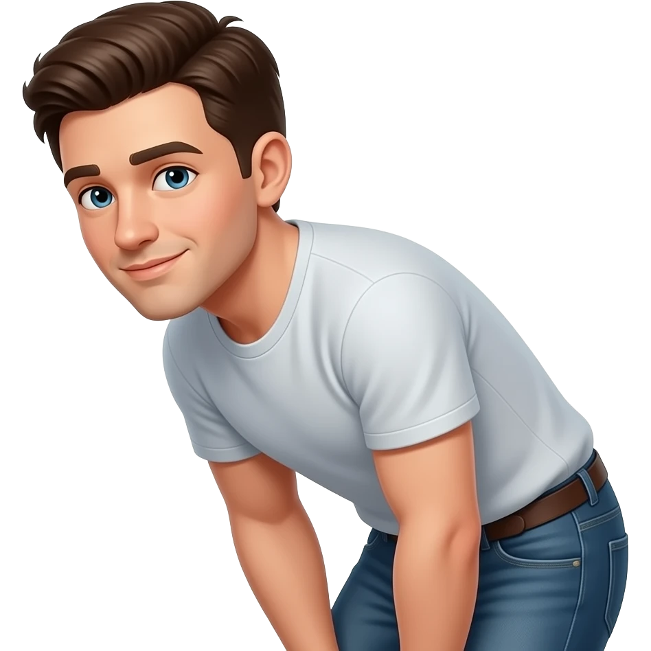 A guy bent over looking back over his shoulder emoji
