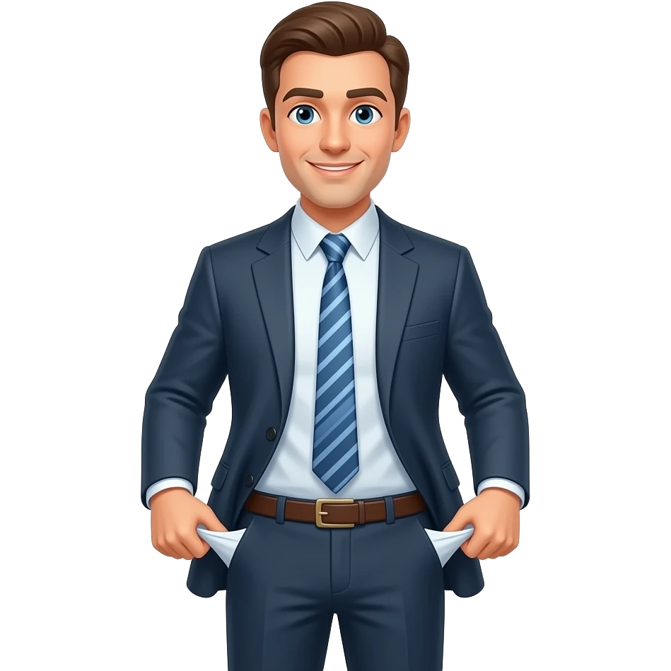 Guy pulling out pockets emoji