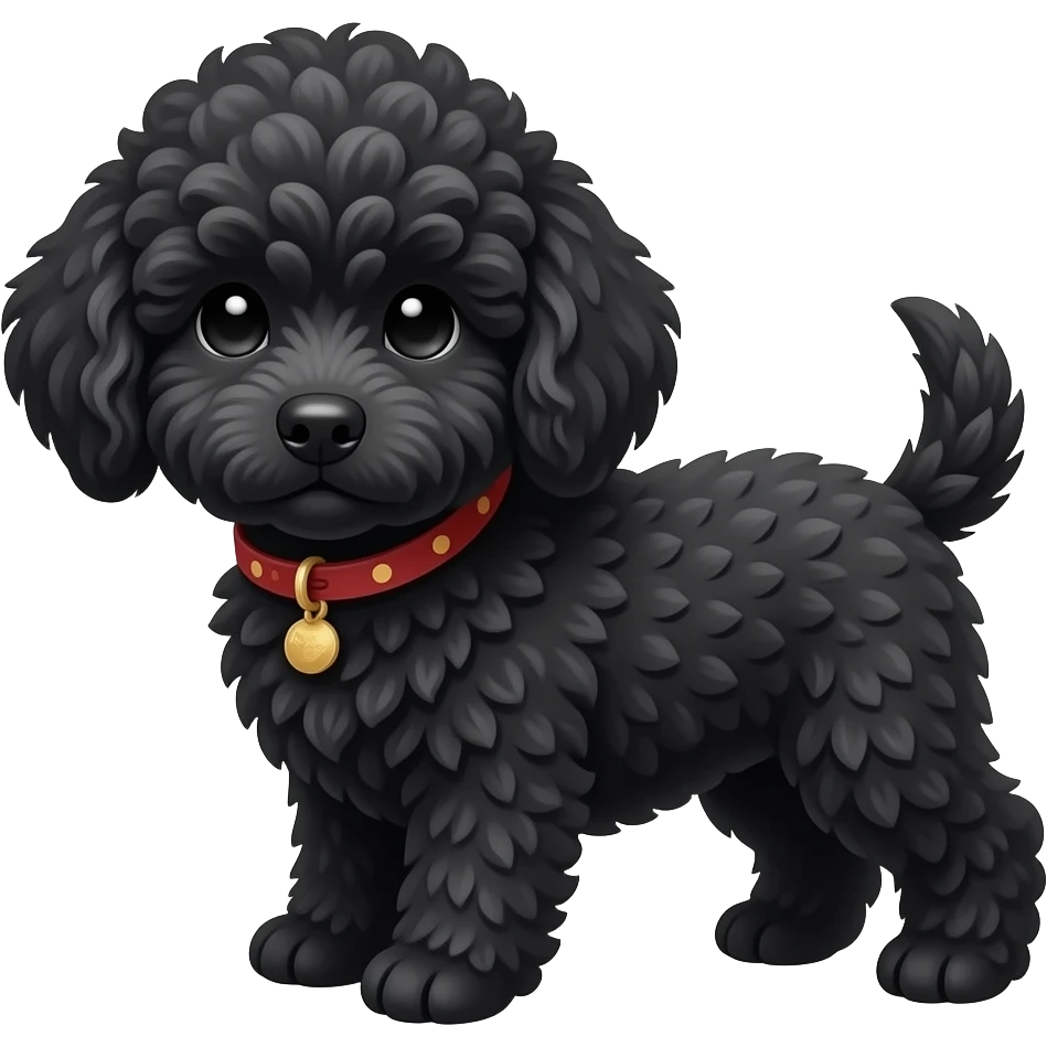 Make a small mini golden doodle dog make it all black emoji