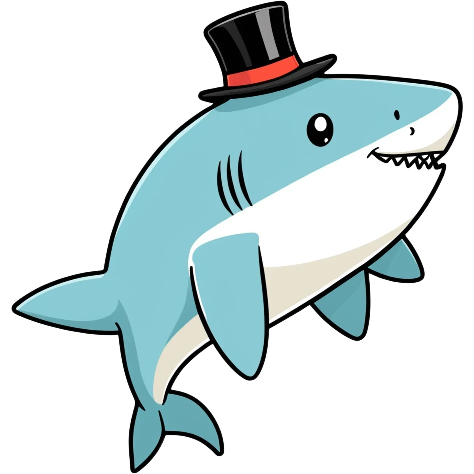 Shark with a top hat emoji