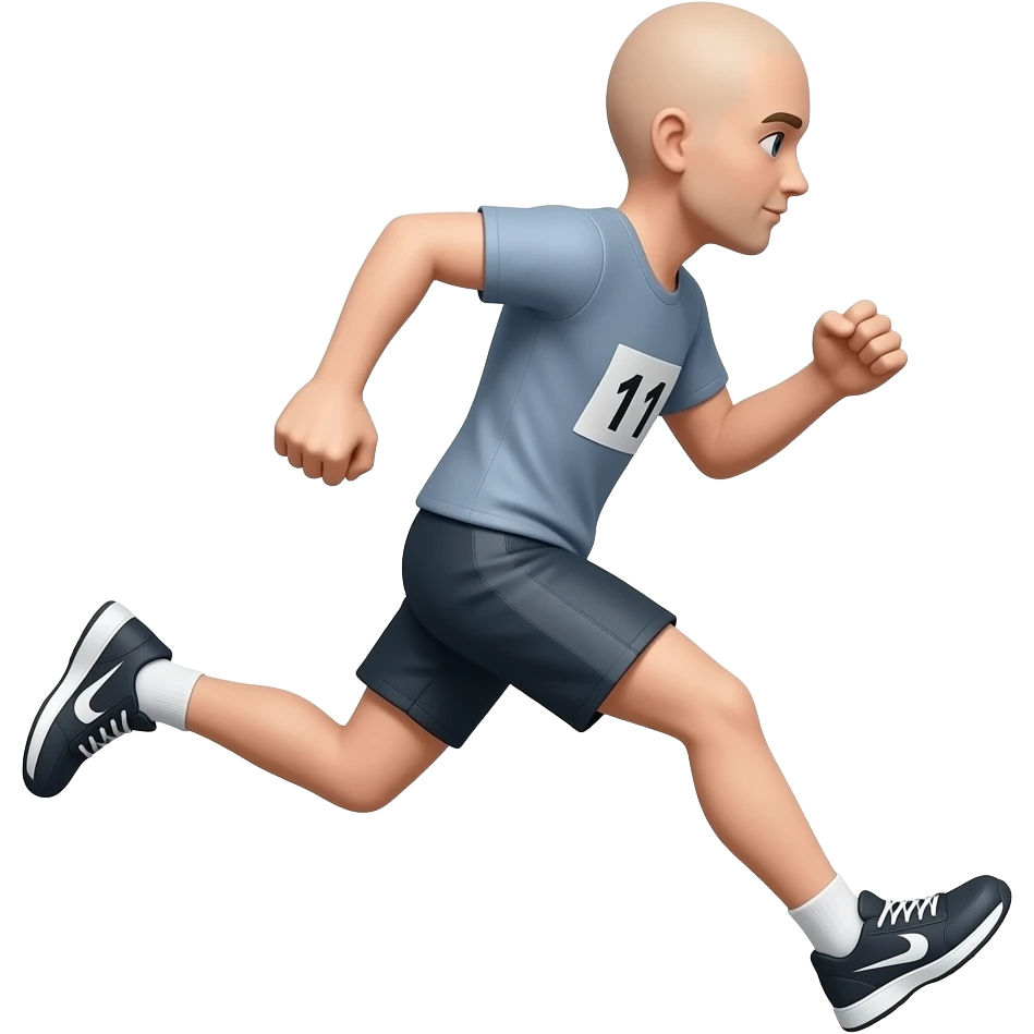tall bald man running emoji