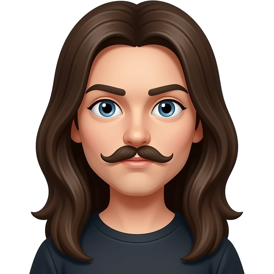 A long haried woman has a mustache. scary person emoji