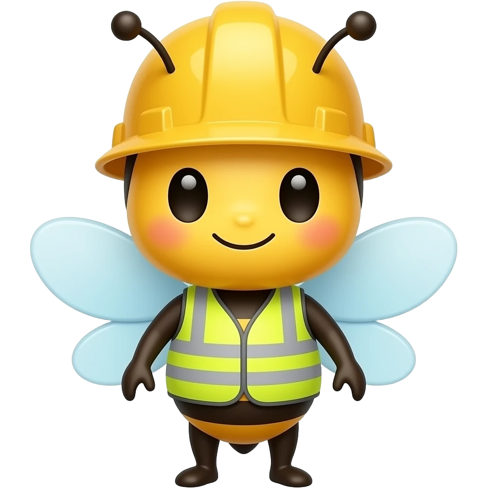 cute cartoon bee with construction hat emoji