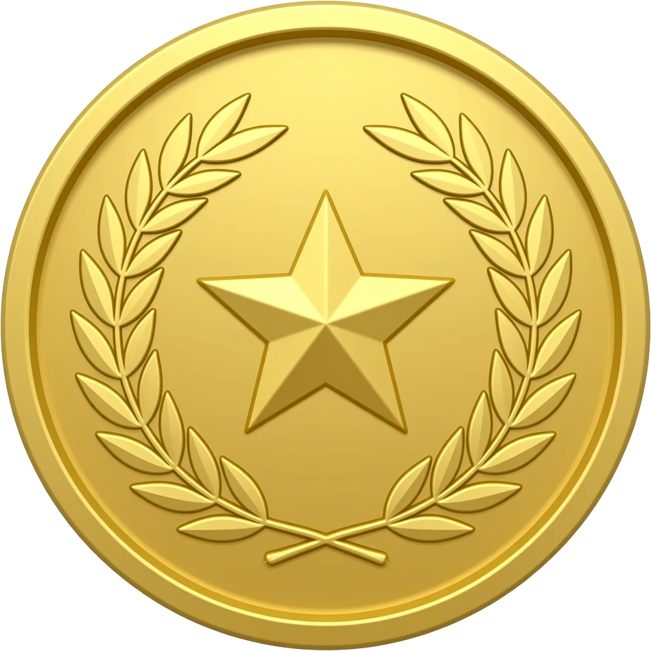 gold coin with a laurel and a star on it emoji
