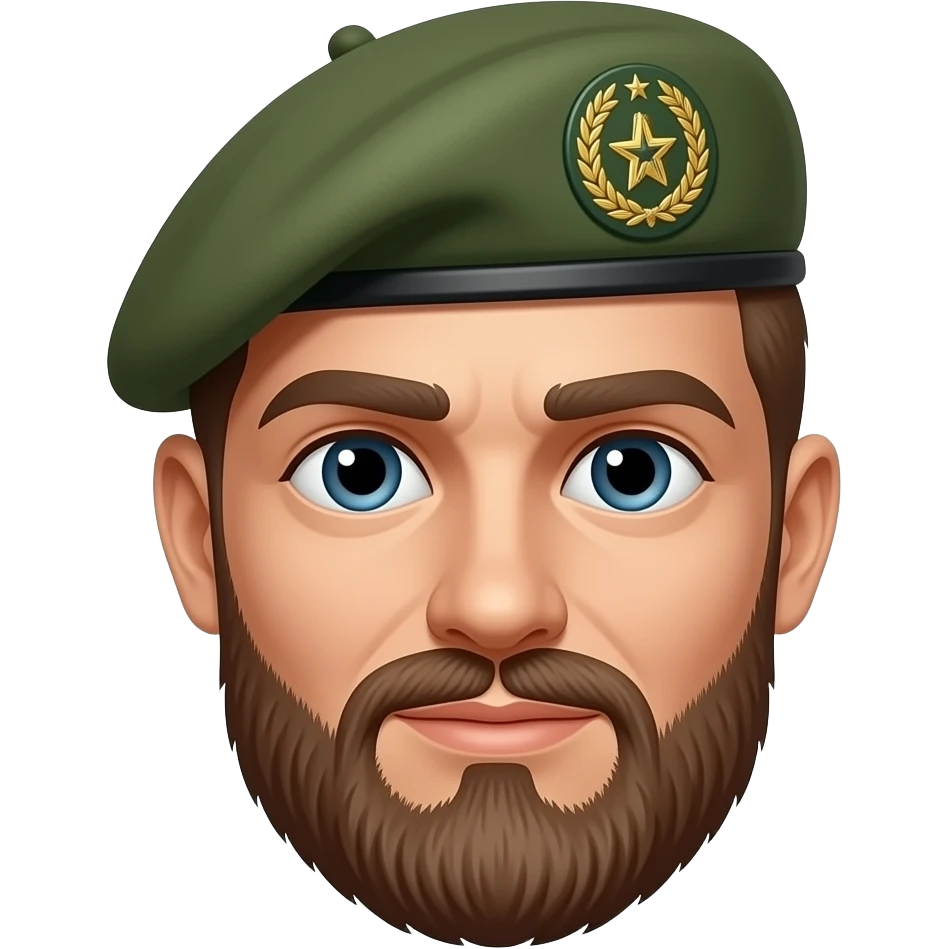 military  green beret no beard, head only emoji