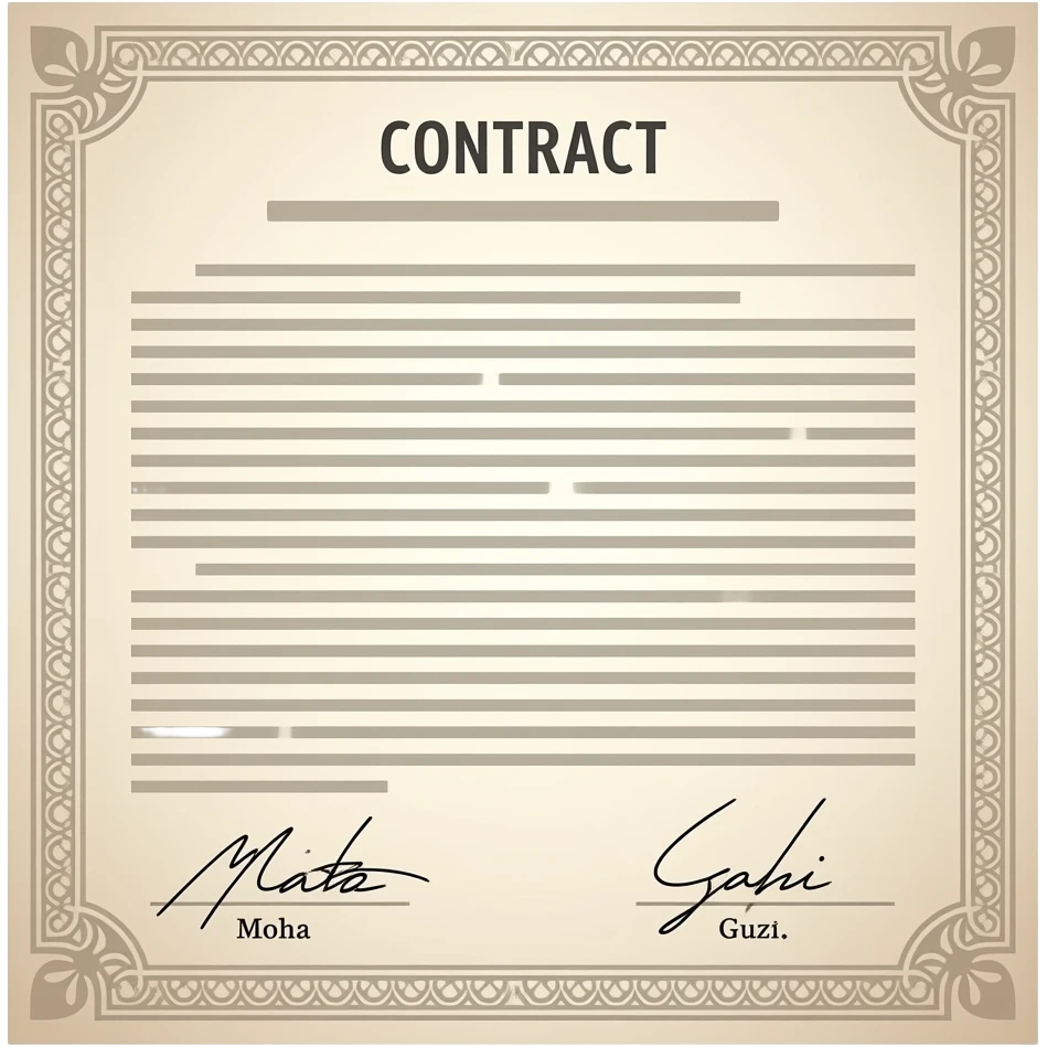 Emoji de un documento de contrato de matrimonio que aparezca con las firmas:   Moha y Guizi emoji