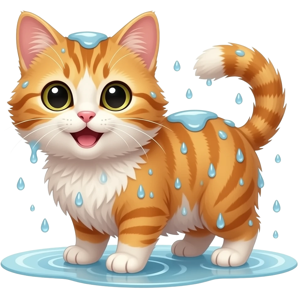 happy kitten soaking wet emoji