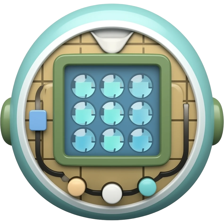 FRUTIGER AERO STYLED TECHNOGRAPHIC TAMAGOTCHI emoji | AI Emoji Generator