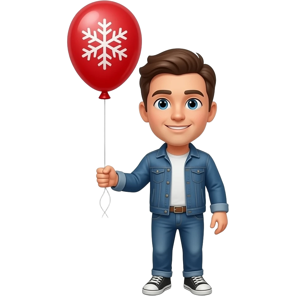 snowflake pattern balloon holding emoji